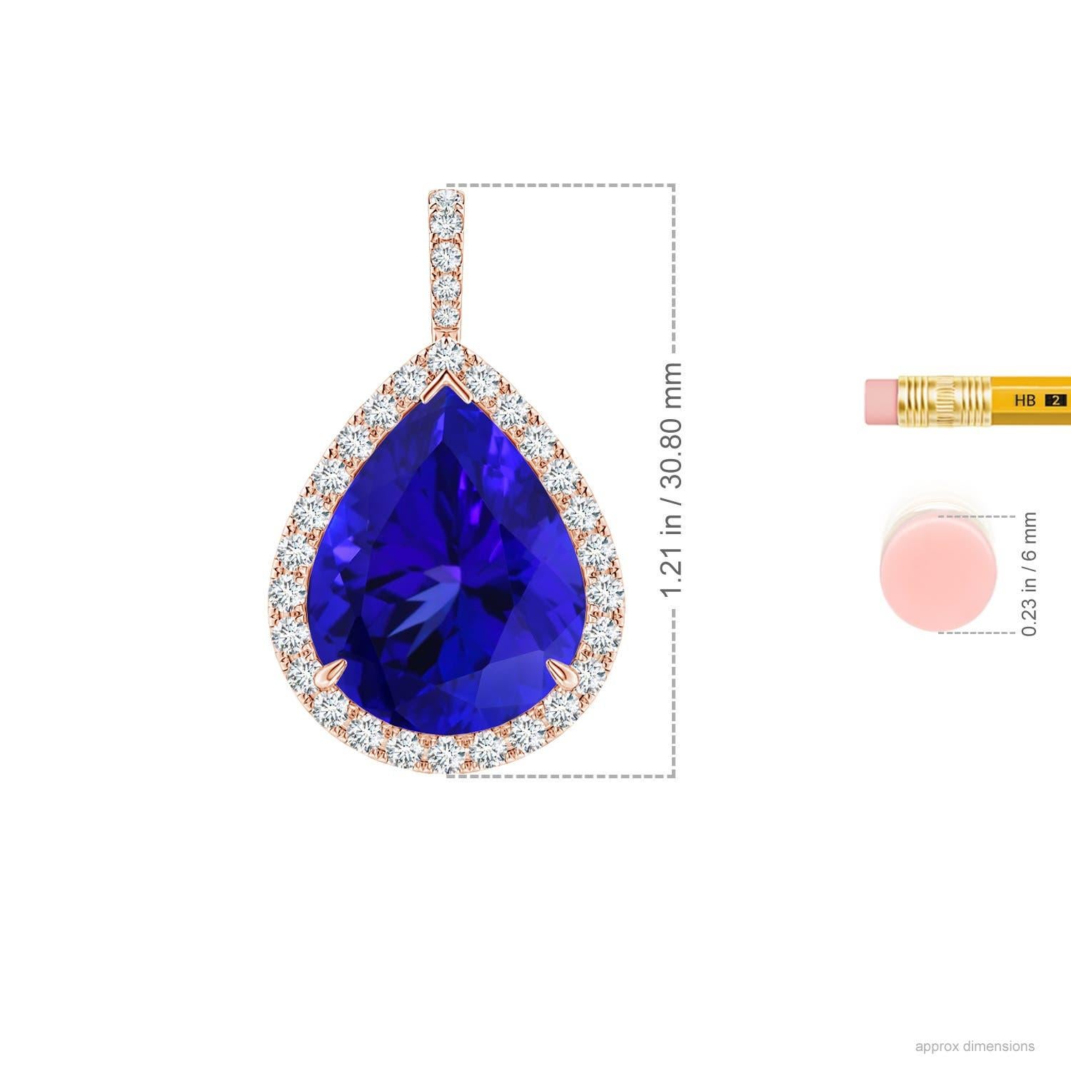 Women's ANGARA GIA Certified Natural Tanzanite Rose Gold Pendant Necklace with Diamond For Sale