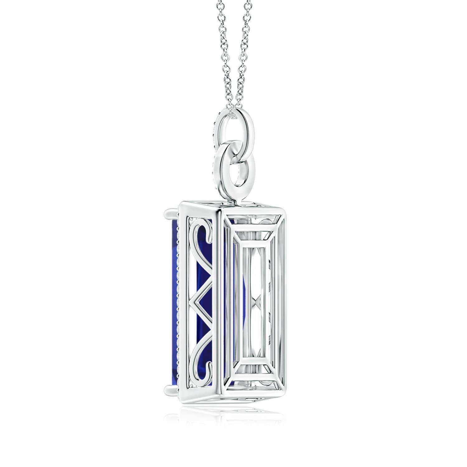 Modern Angara GIA Certified Natural Tanzanite Solid White Gold Pendant Necklace For Sale