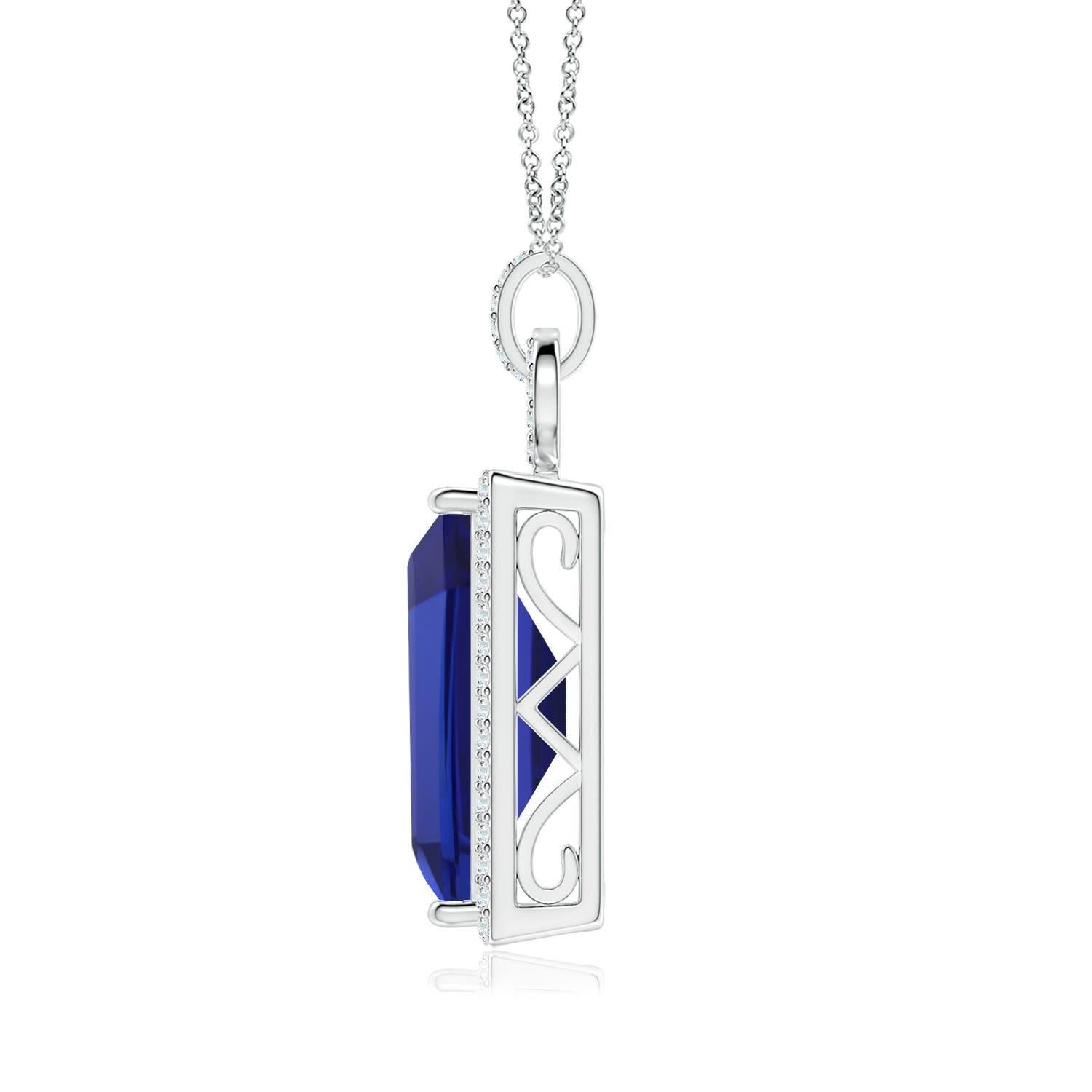 Angara GIA Certified Natural Tanzanite Solid White Gold Pendant Necklace In New Condition For Sale In Los Angeles, CA