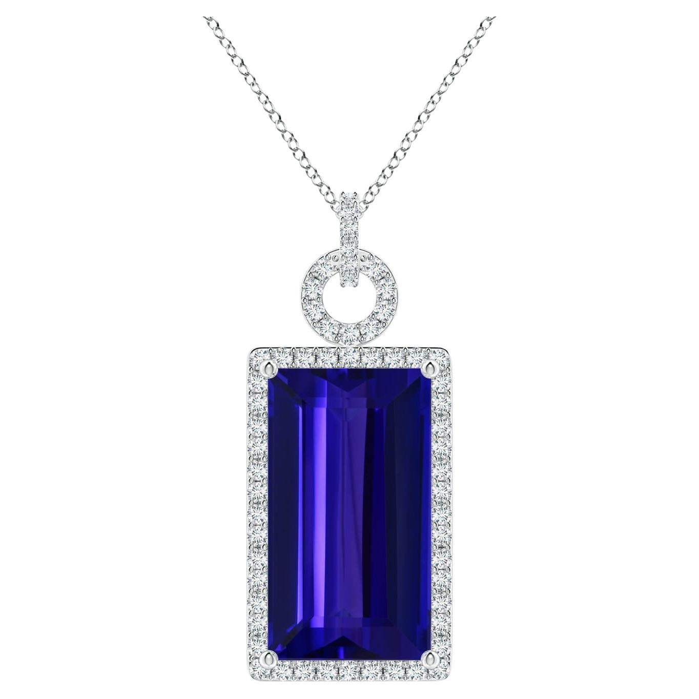 Angara GIA Certified Natural Tanzanite Solid White Gold Pendant Necklace