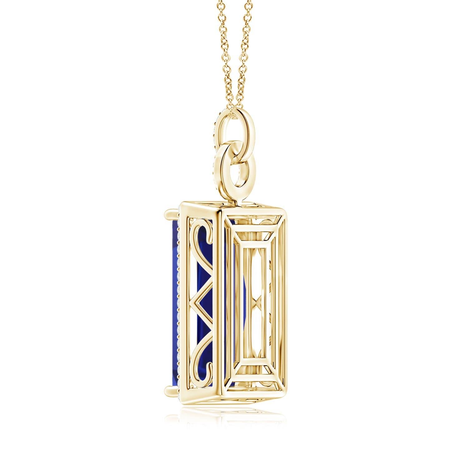 Modern Angara GIA Certified Natural Tanzanite Solid Yellow Gold Pendant Necklace For Sale