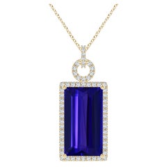 Angara GIA Certified Natural Tanzanite Solid Yellow Gold Pendant Necklace