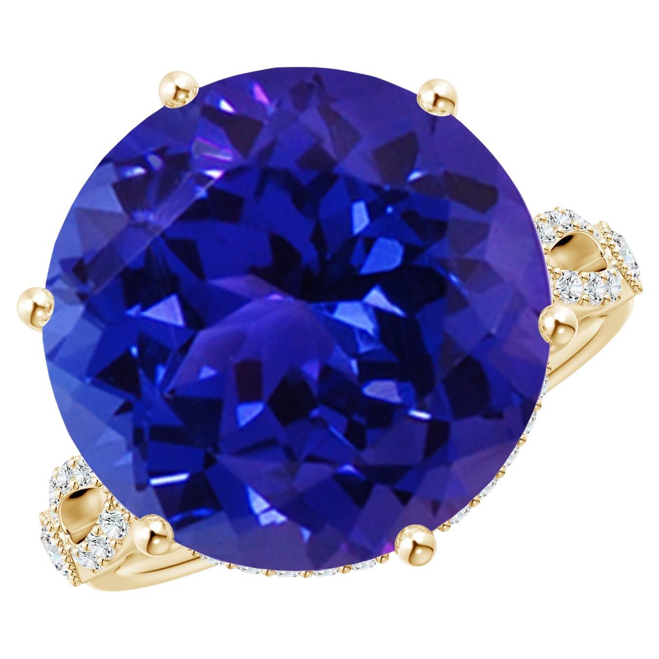 Angara Bague solitaire en or jaune avec tanzanite naturelle certifiée par le GIA