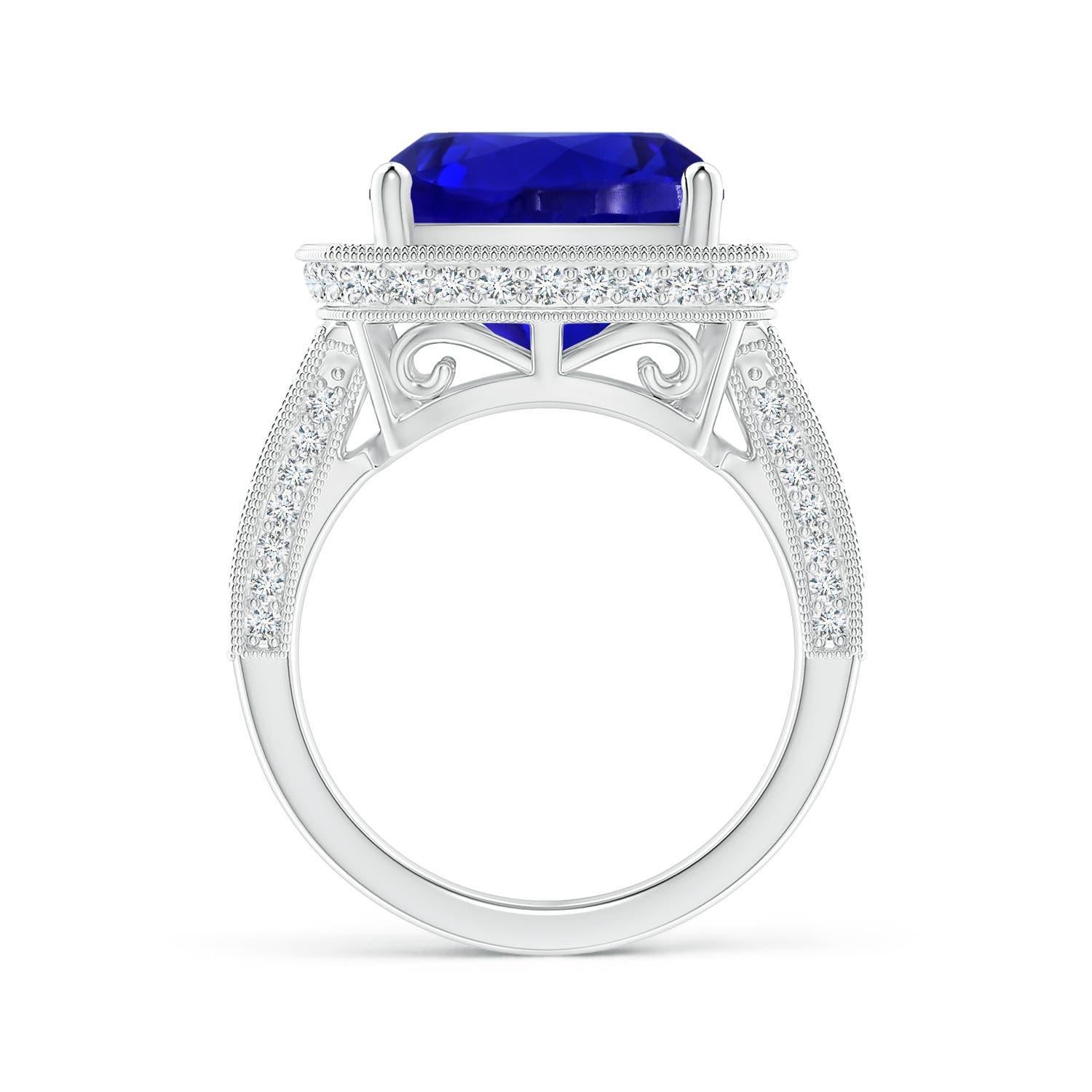 ANGARA GIA Certified Natural Tanzanite Split Shank Halo Ring in 14K White Gold 2
