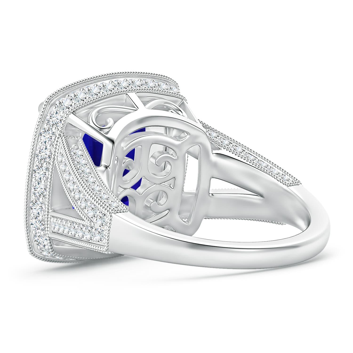 ANGARA GIA Certified Natural Tanzanite Split Shank Halo Ring in 14K White Gold 4