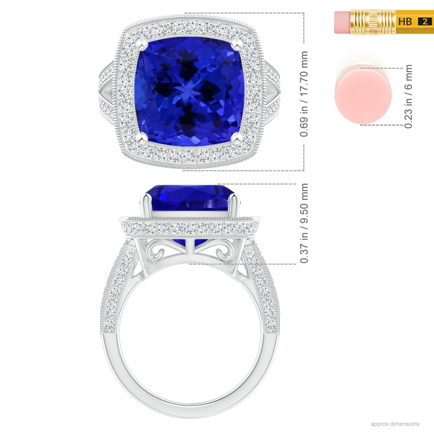ANGARA GIA Certified Natural Tanzanite Split Shank Halo Ring in 14K White Gold 5