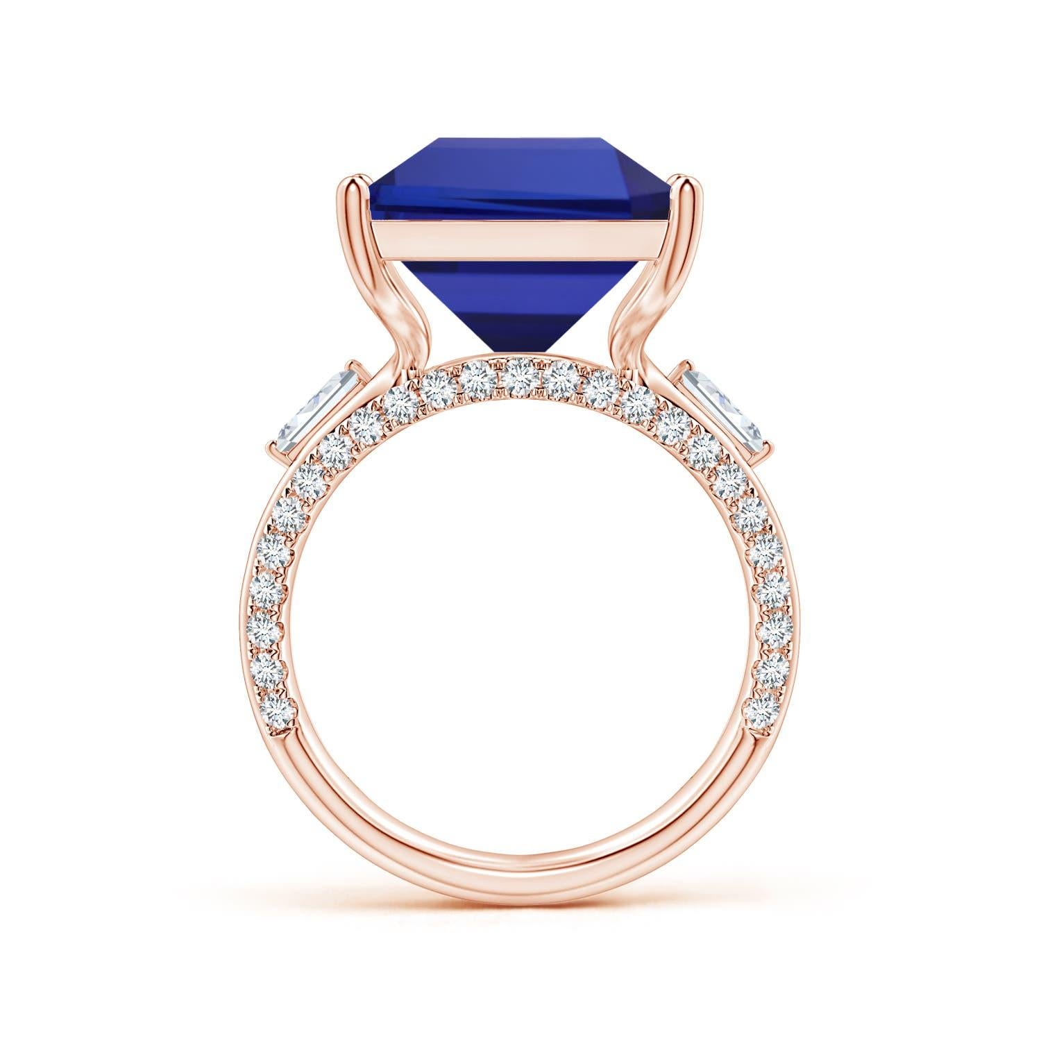 GIA Certified Natural Tanzanite Split Shank Rose Gold Ring with Diamonds 2