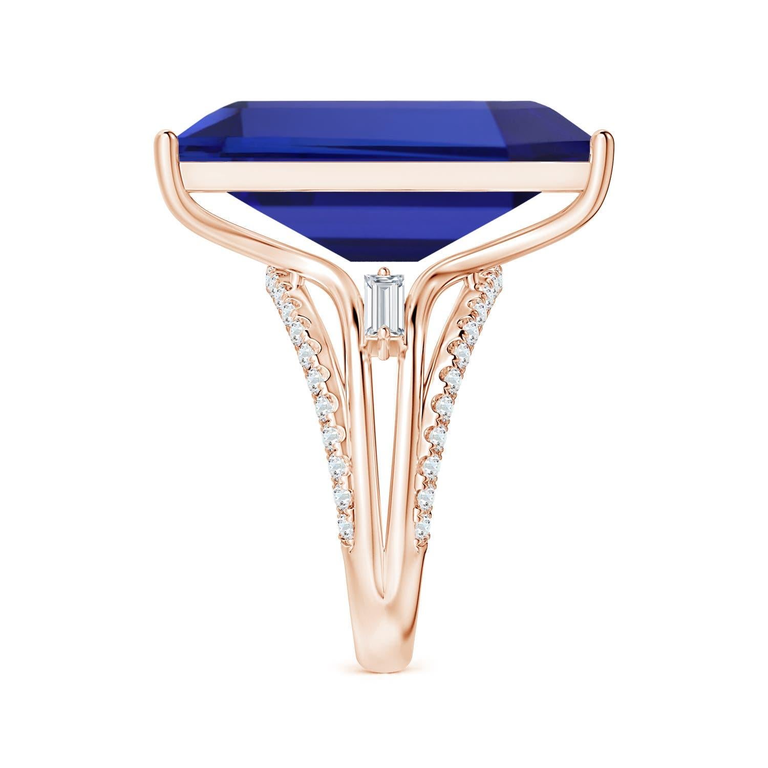 For Sale:  GIA Certified Natural Tanzanite Split Shank Rose Gold Ring with Diamonds 3