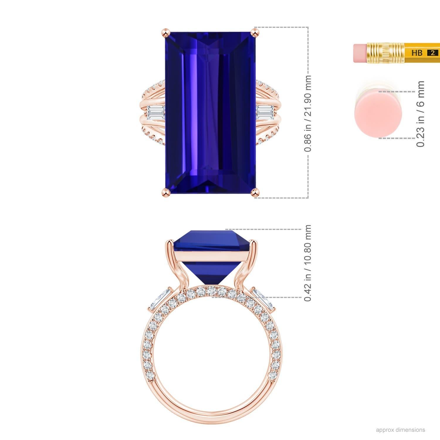 GIA Certified Natural Tanzanite Split Shank Rose Gold Ring with Diamonds 5