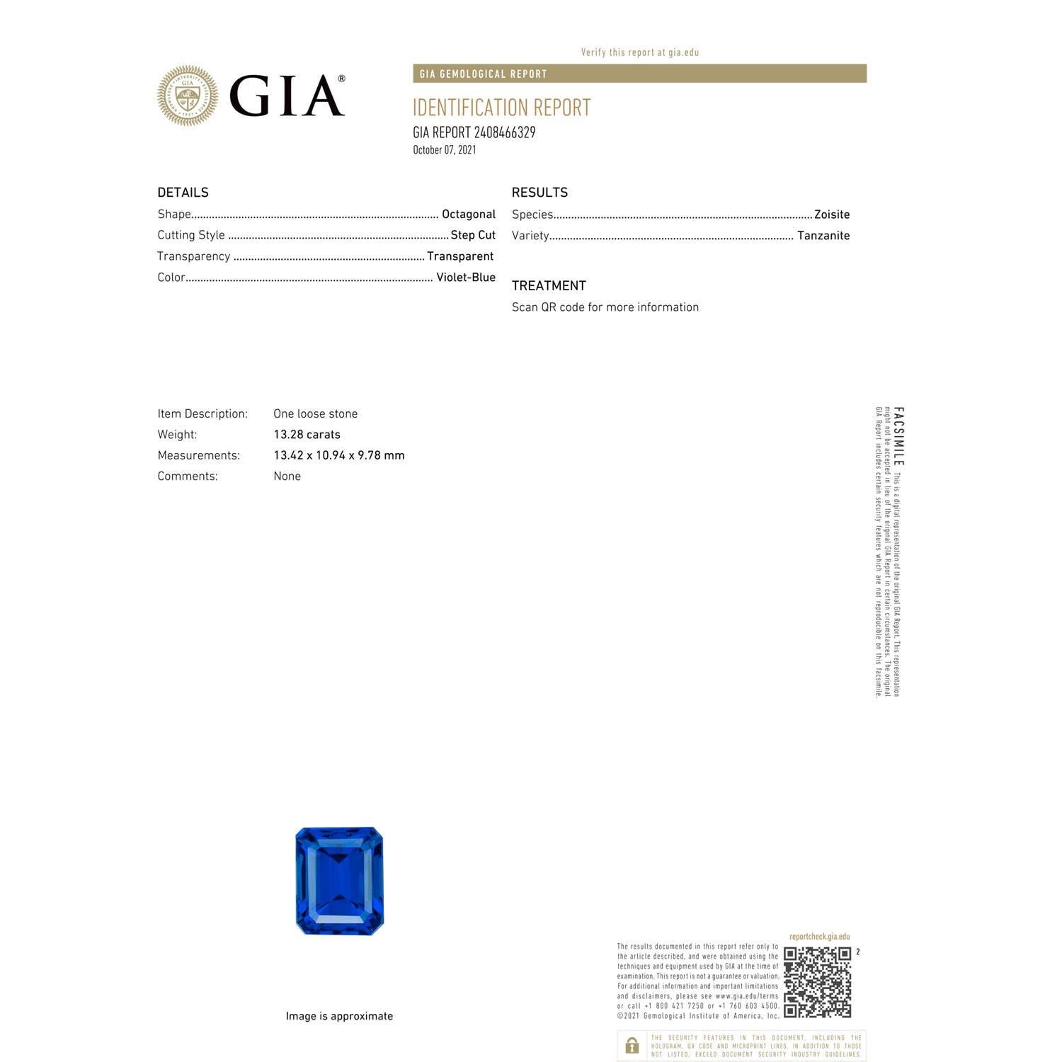 For Sale:  GIA Certified Natural Tanzanite Split Shank White Gold Ring 3