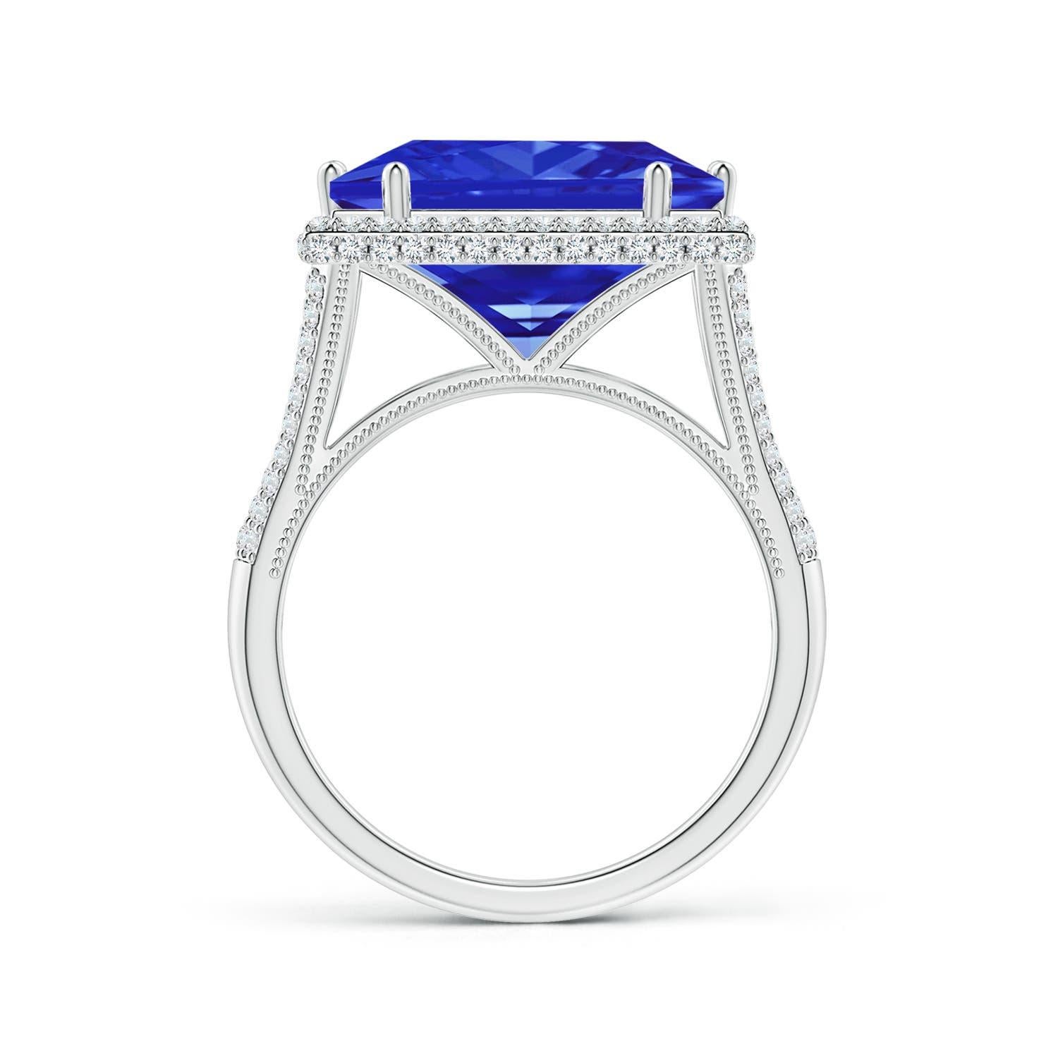 For Sale:  Angara GIA Certified Natural Tanzanite Square White Gold Ring with Diamond Halo 2