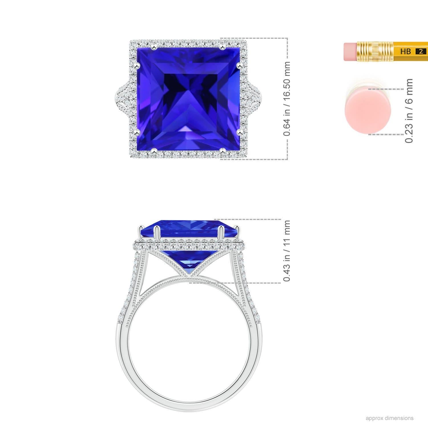 For Sale:  Angara GIA Certified Natural Tanzanite Square White Gold Ring with Diamond Halo 5