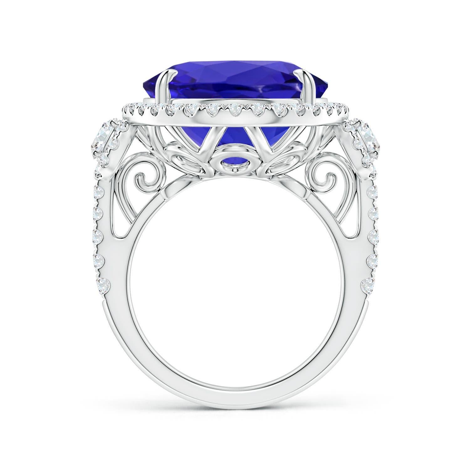 En vente :  Angara Gia Bague en or blanc à trois pierres avec tanzanite naturelle certifiée et diamants 2