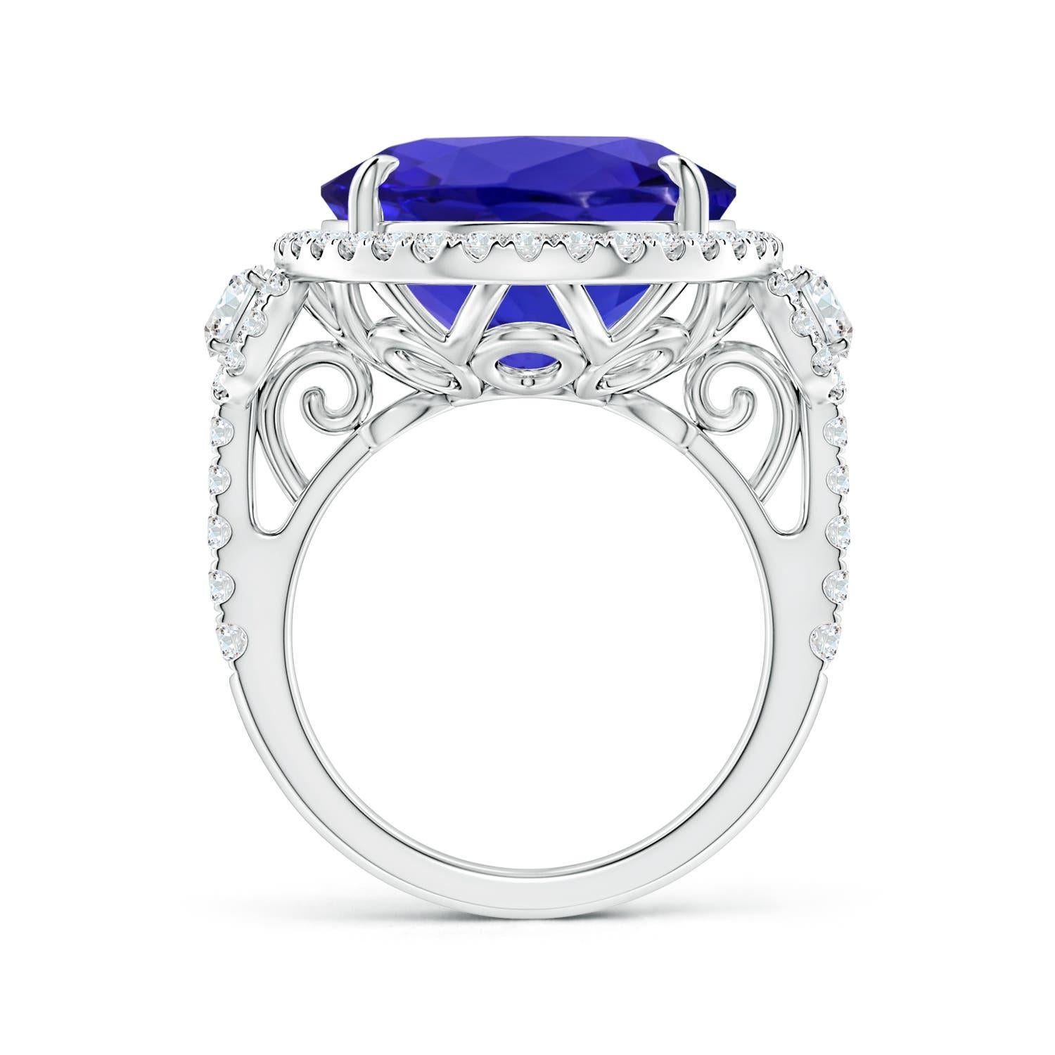 For Sale:  GIA Certified Natural Tanzanite Three Stone White Gold Ring with Diamond 2