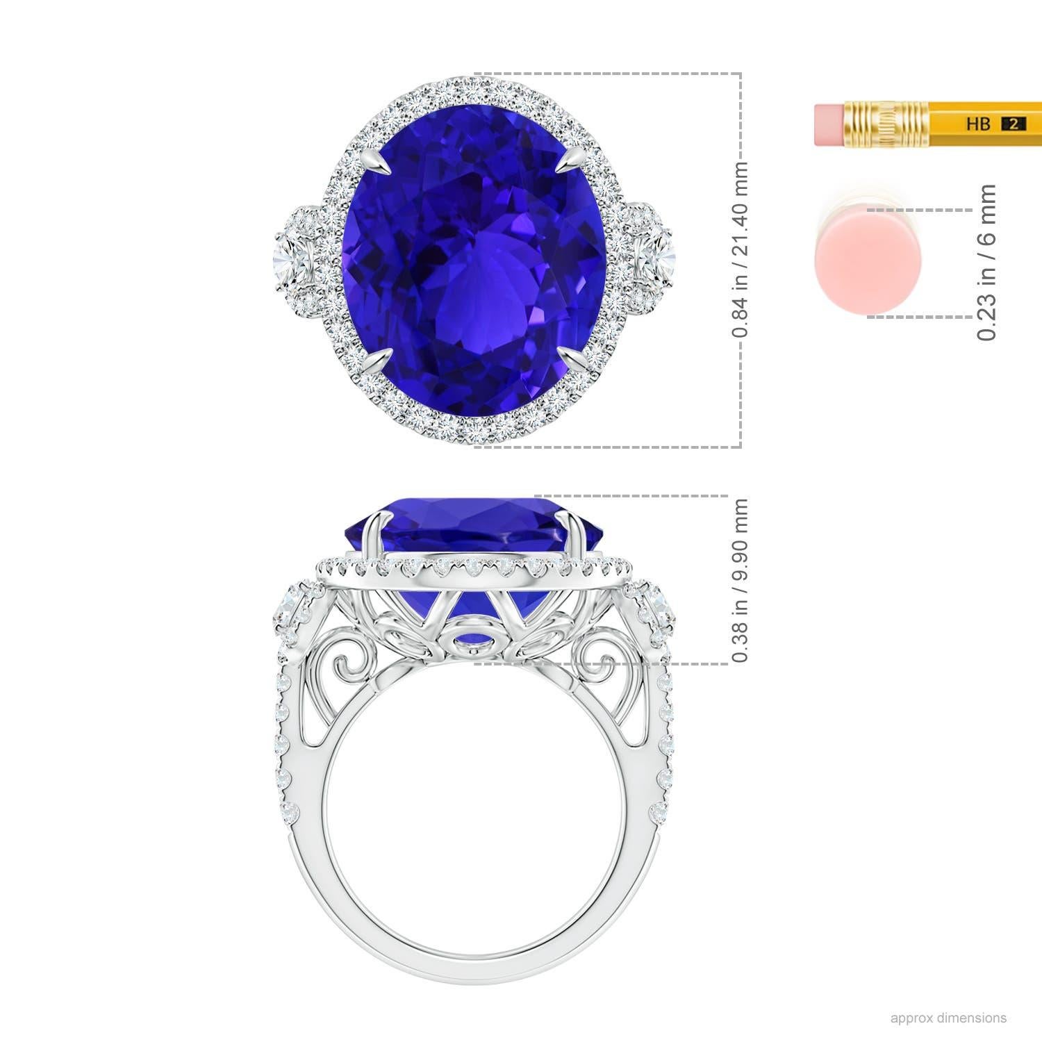 For Sale:  GIA Certified Natural Tanzanite Three Stone White Gold Ring with Diamond 5