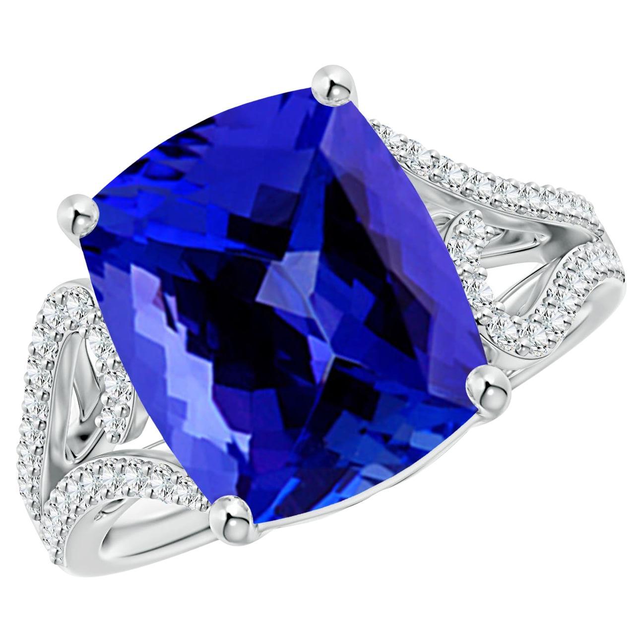 Angara Gia Bague d'inspiration vintage en platine avec tanzanite naturelle certifiée