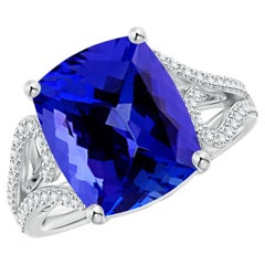 ANGARA GIA zertifizierter natürlicher Tansanit Vintage inspirierter Ring aus Platin