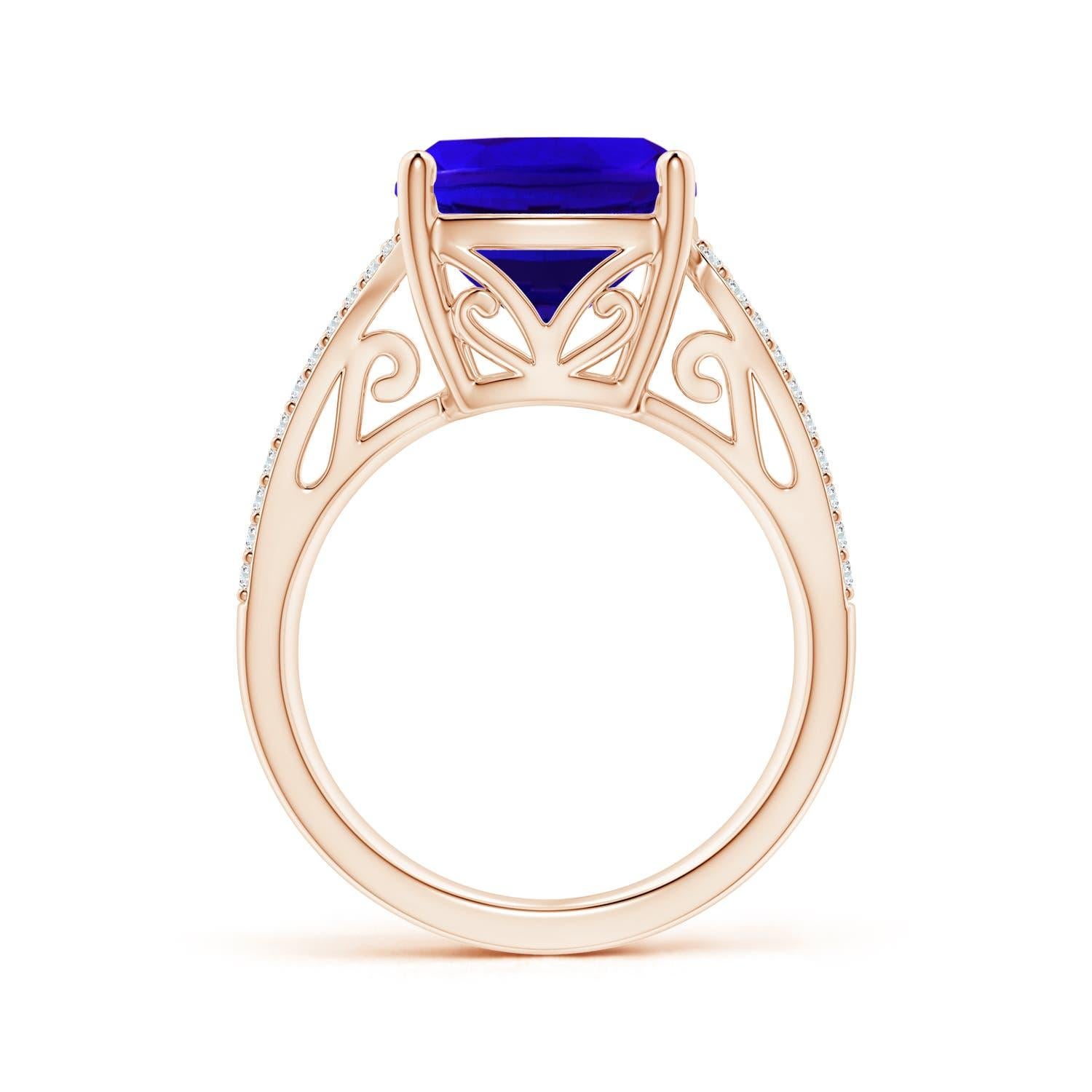 For Sale:  GIA Certified Natural Tanzanite Vintage Inspired Ring in Rose Gold 2