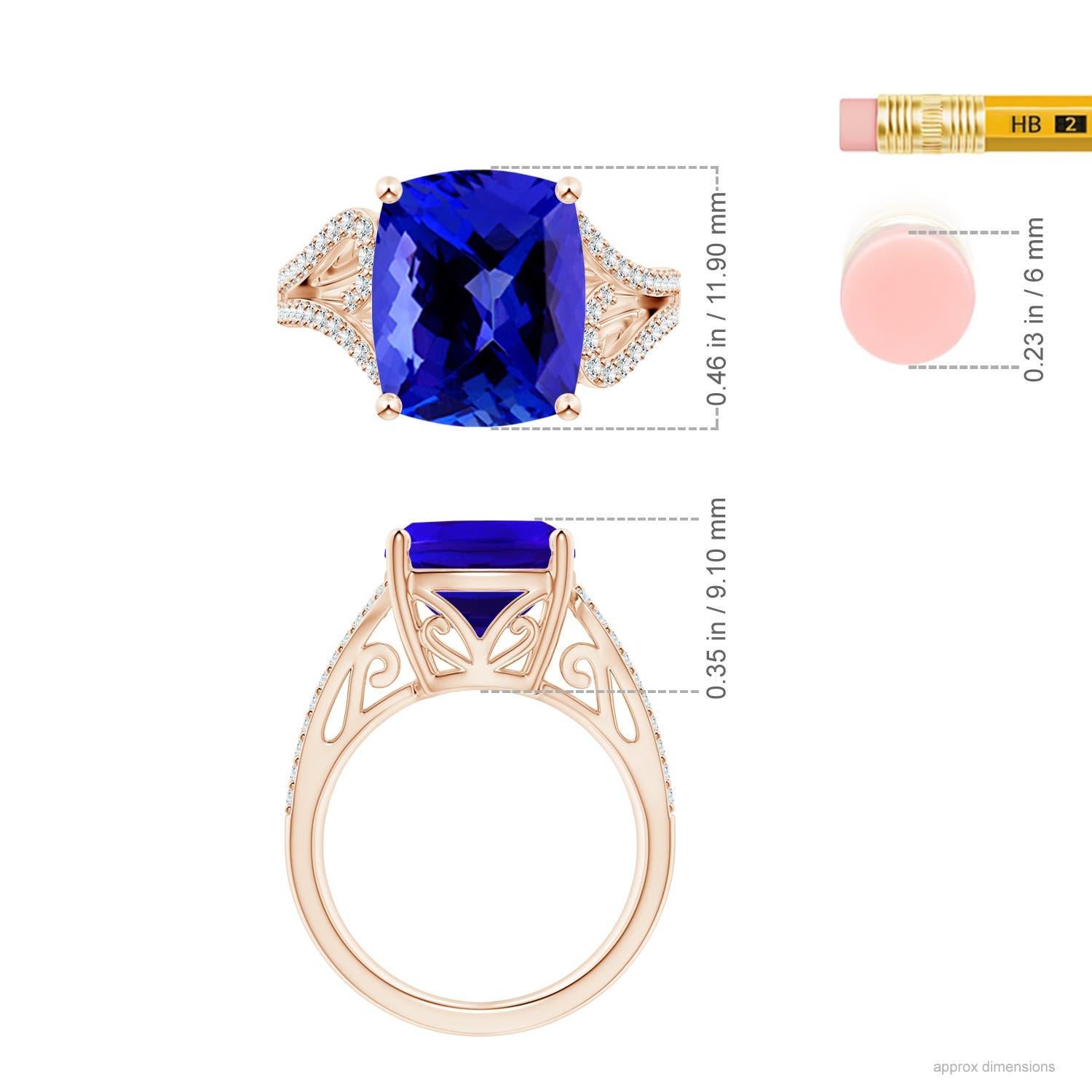 For Sale:  GIA Certified Natural Tanzanite Vintage Inspired Ring in Rose Gold 5