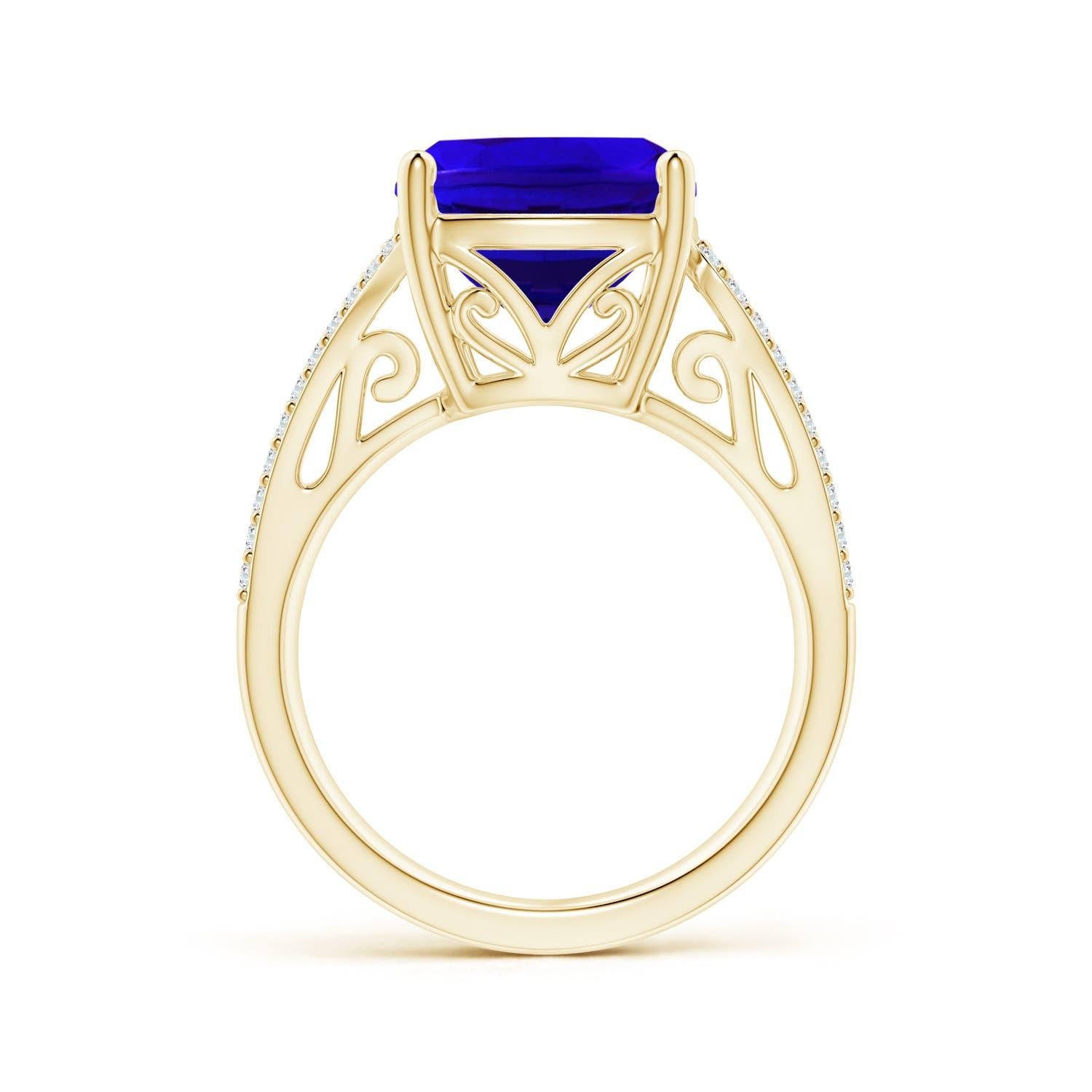 For Sale:  ANGARA GIA Certified Natural Tanzanite Vintage Inspired Ring in Yellow Gold 2