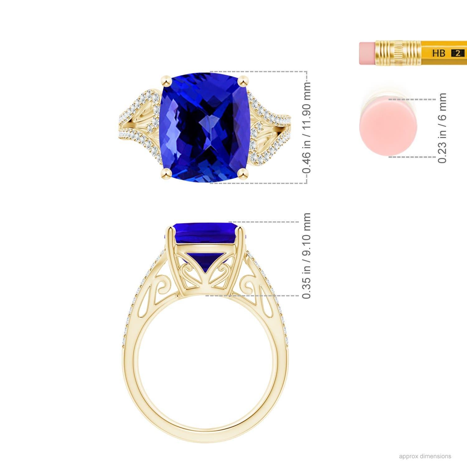 For Sale:  ANGARA GIA Certified Natural Tanzanite Vintage Inspired Ring in Yellow Gold 5
