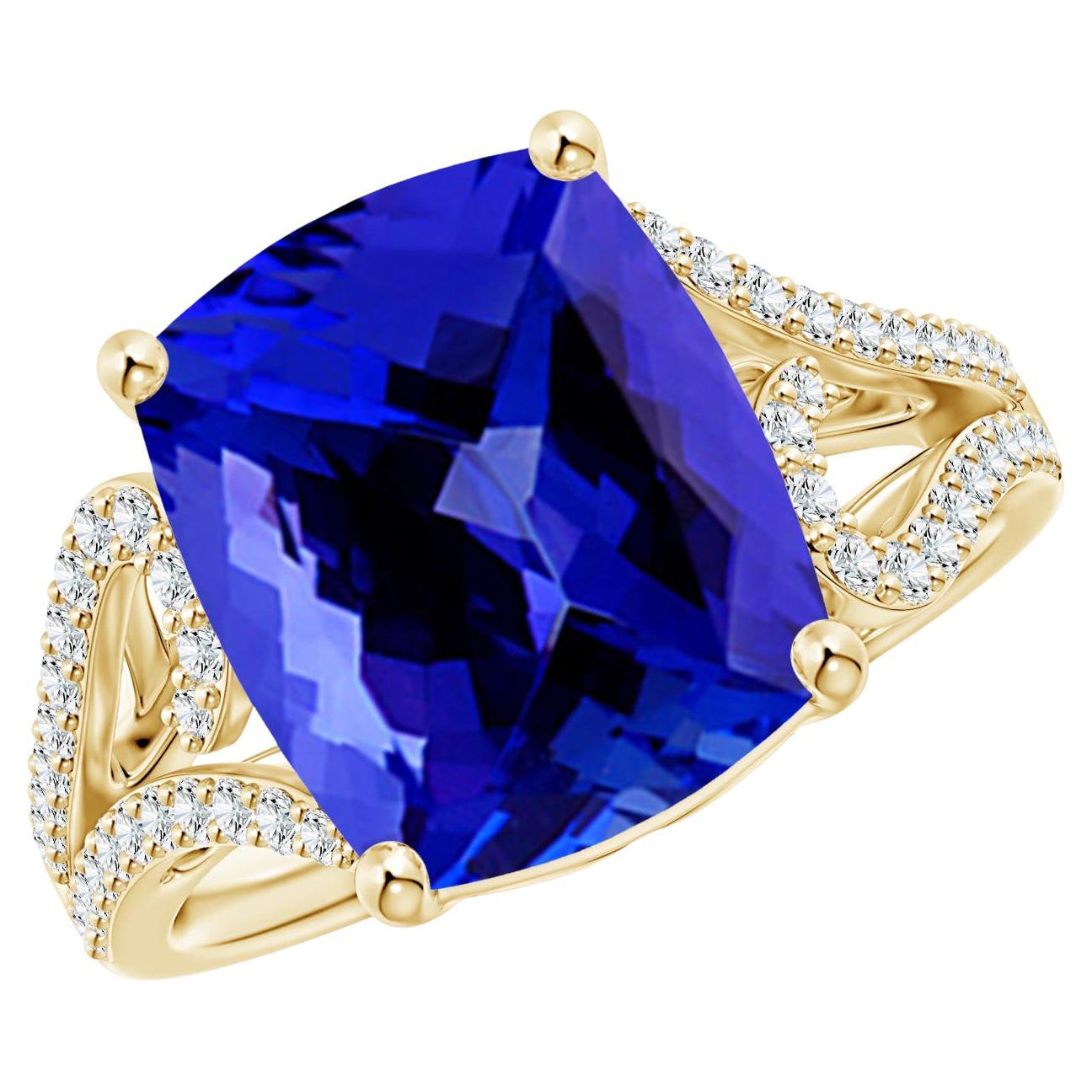 For Sale:  ANGARA GIA Certified Natural Tanzanite Vintage Inspired Ring in Yellow Gold