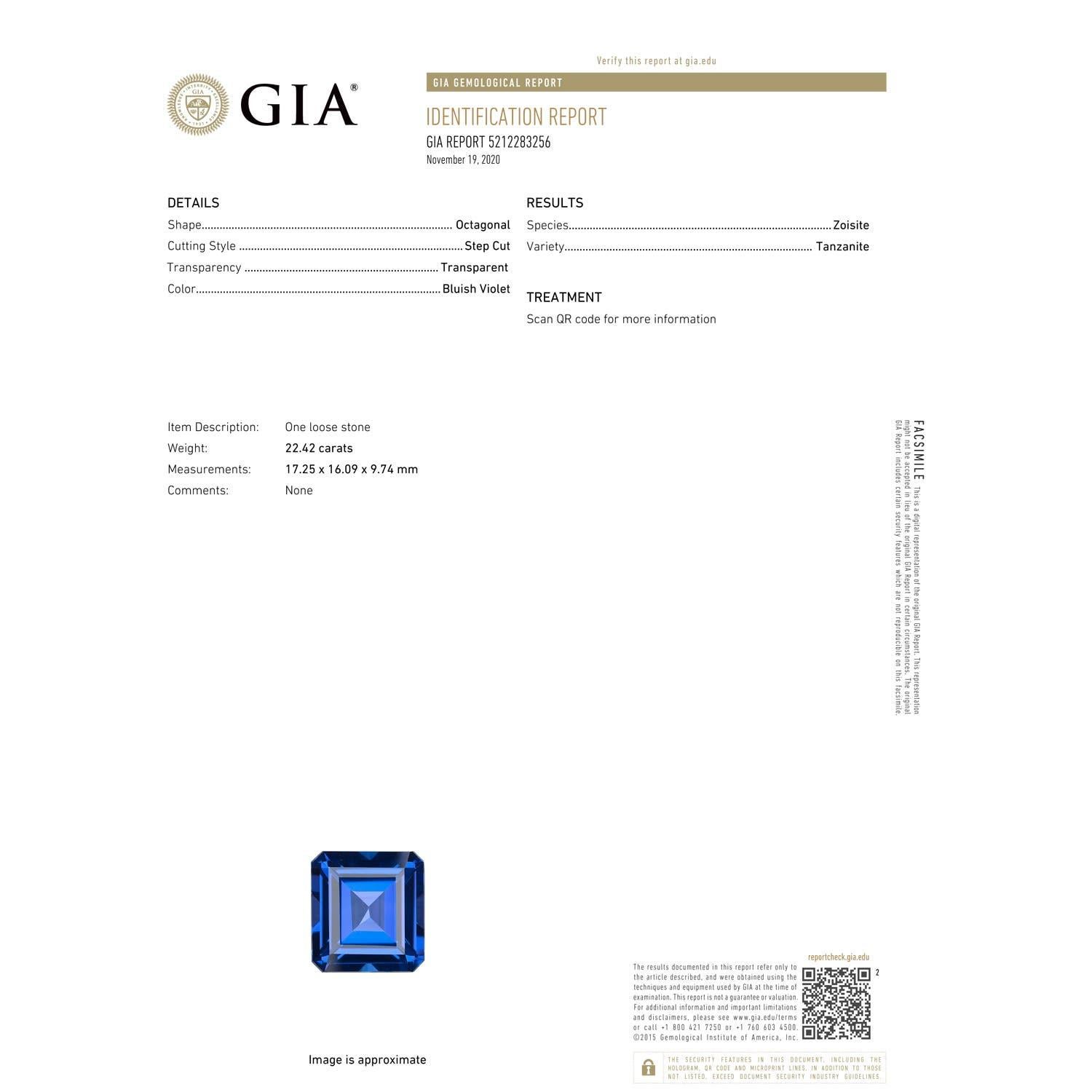 En vente :  ANGARA Bague vintage en platine avec tanzanite naturelle certifiée par le GIA 4