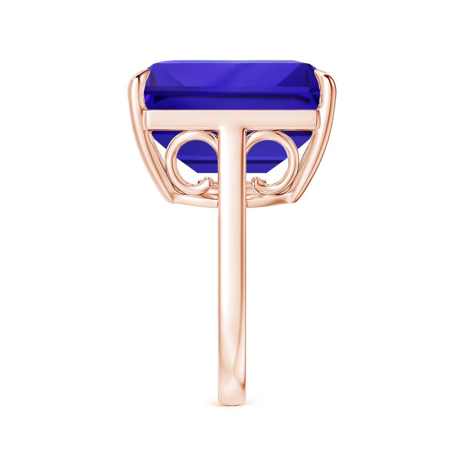 Angara GIA Certified Natural Tanzanite Vintage Ring in Rose Gold 3