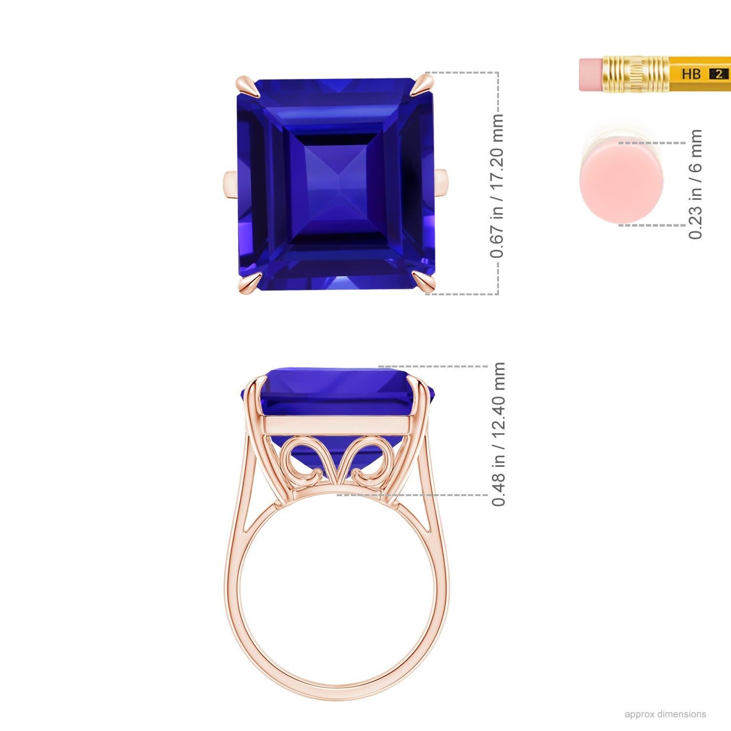 En vente :  Angara Bague vintage en or rose avec tanzanite naturelle certifiée par le GIA 5