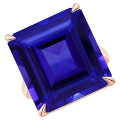 Anello vintage con tanzanite naturale certificata GIA di Angara in oro rosa