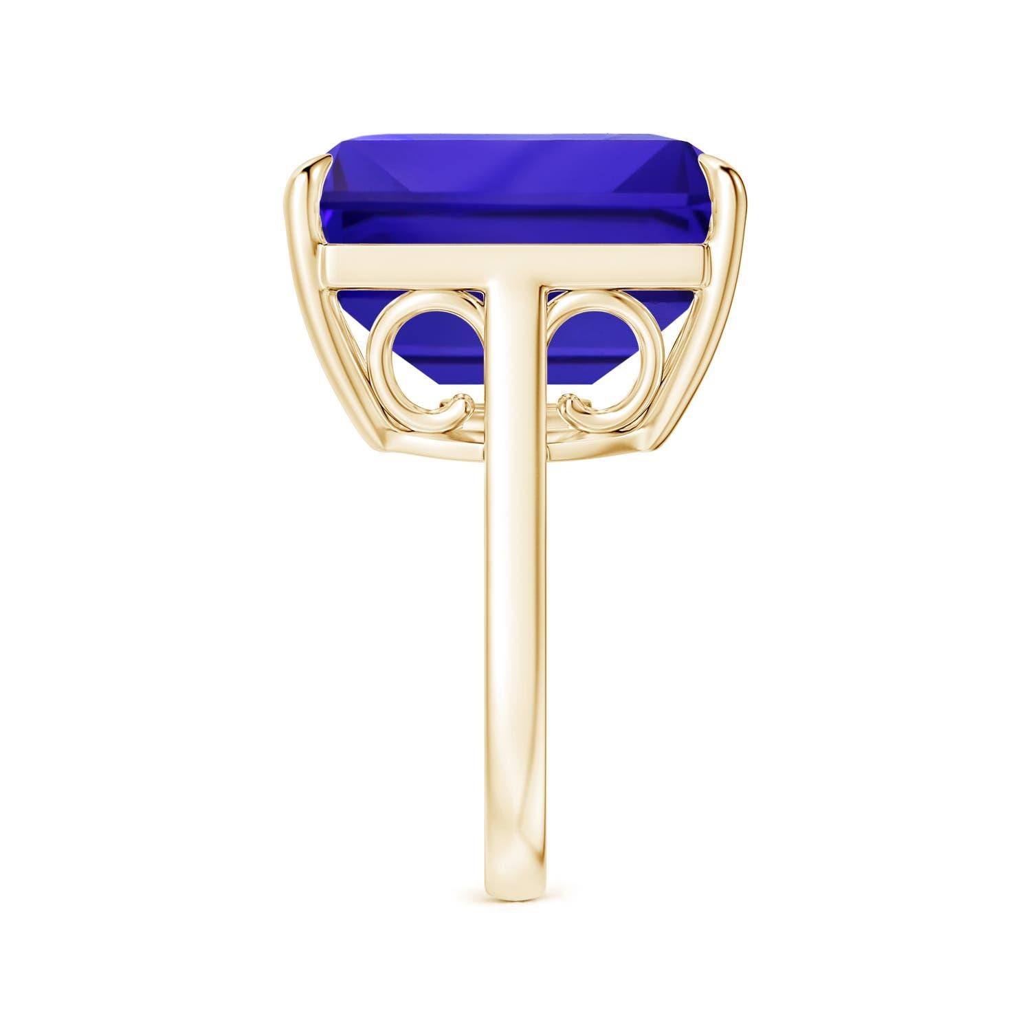 Angara GIA Certified Natural Tanzanite Vintage Ring in Yellow Gold 3