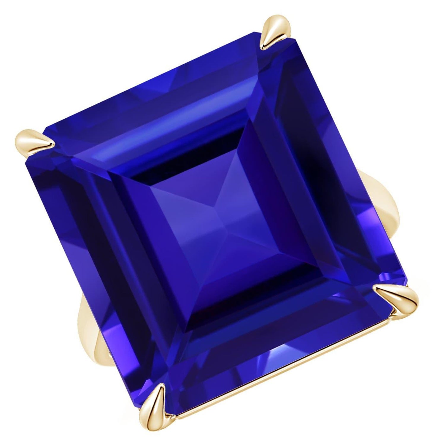 Angara GIA zertifizierter natürlicher Tansanit Vintage-Ring aus Gelbgold ()