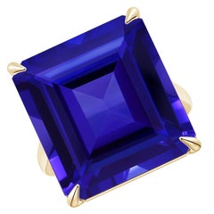 Angara GIA zertifizierter natürlicher Tansanit Vintage-Ring aus Gelbgold