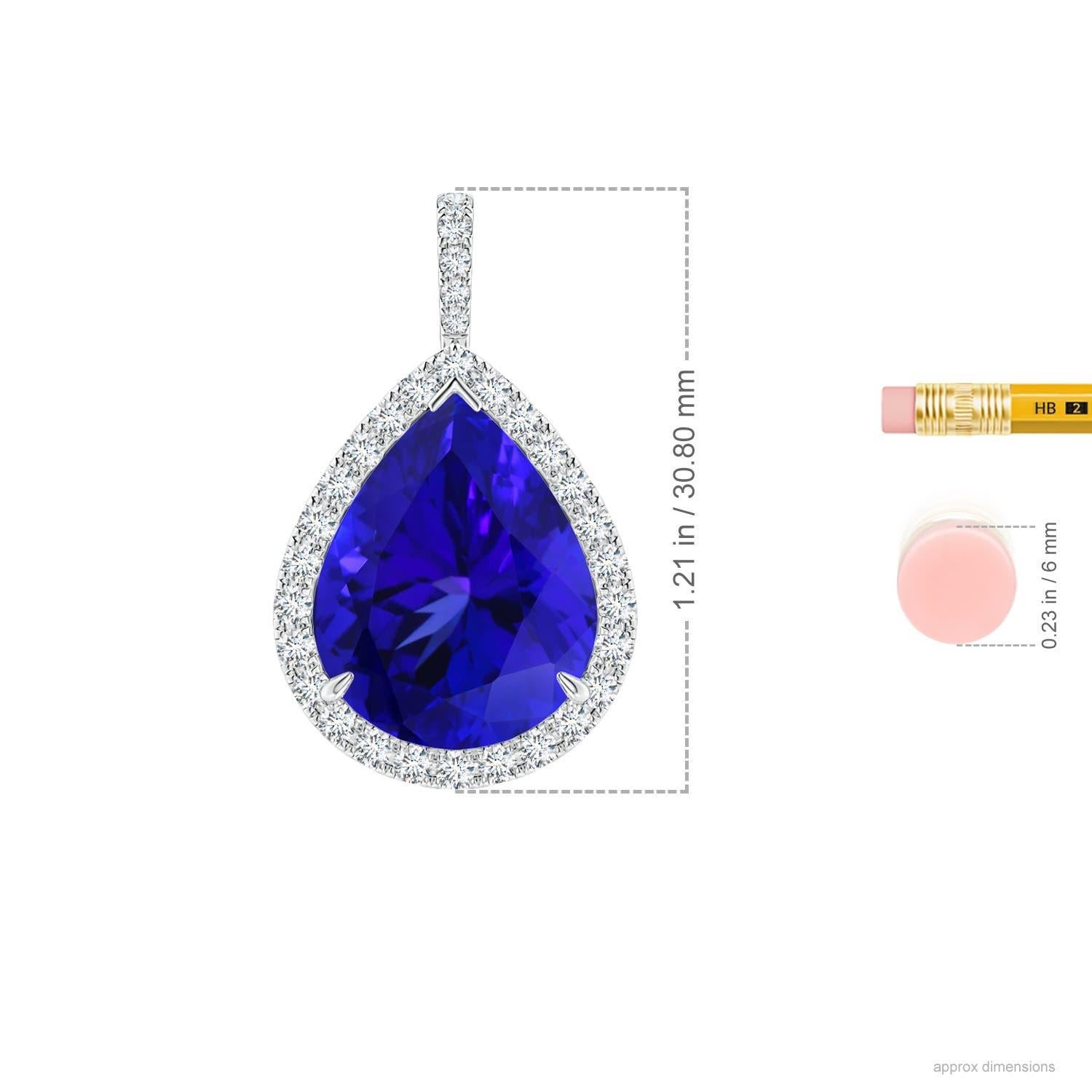 Women's Angara Gia Certified Natural Tanzanite White Gold Pendant Necklace with Diamond For Sale