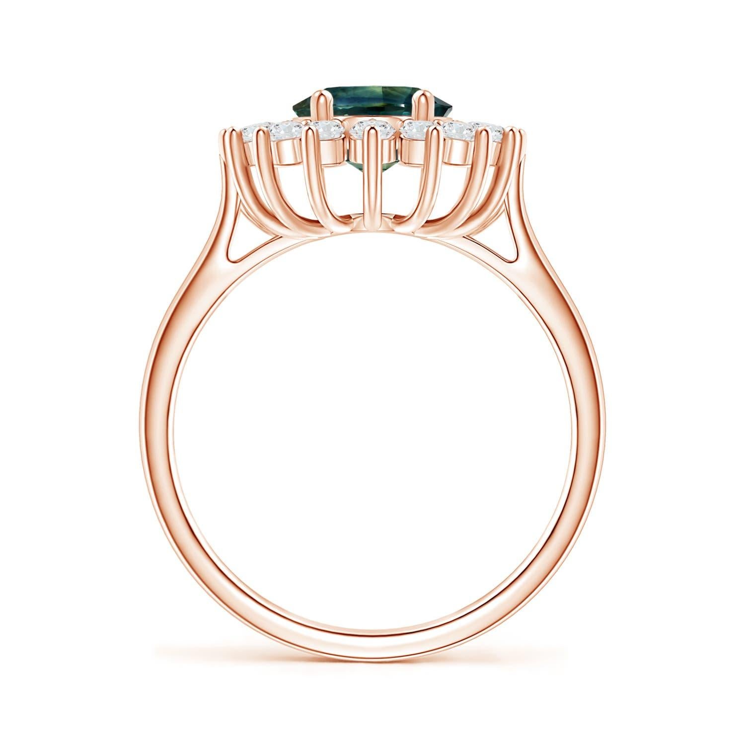 For Sale:  GIA Certified Natural Teal Montana Sapphire Rose Gold Ring 2