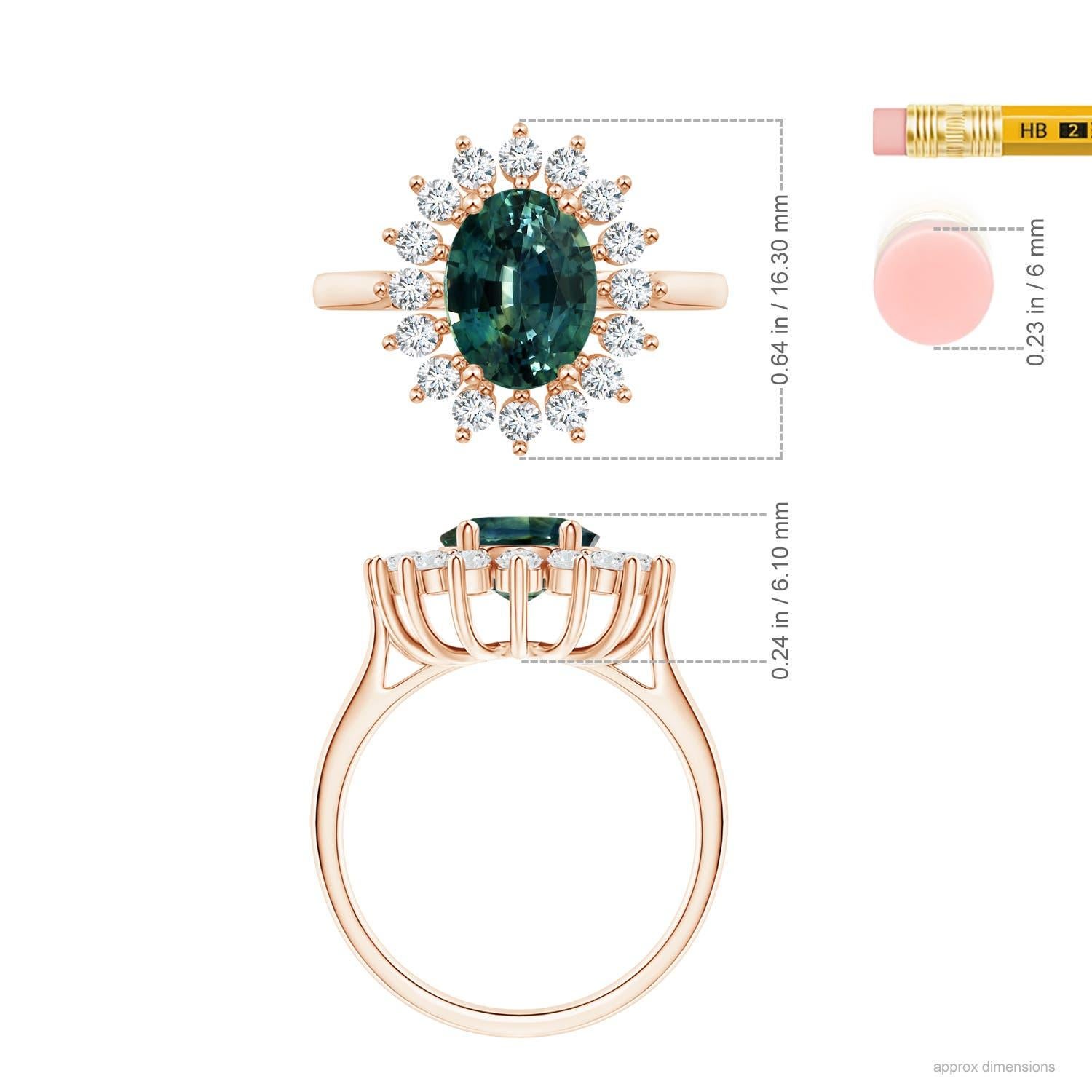 For Sale:  ANGARA GIA Certified Natural Teal Montana Sapphire Rose Gold Ring 4