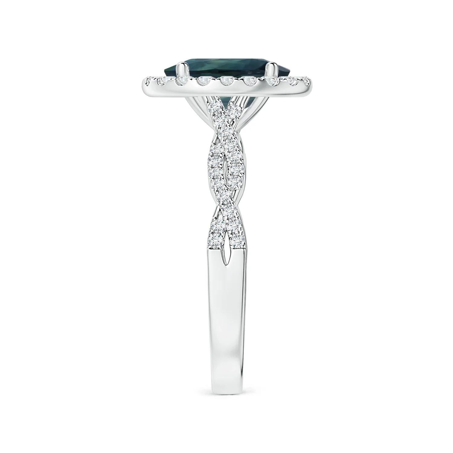 ANGARA Shank-Ring aus Weißgold mit GIA-zertifiziertem natürlichem blauem Saphir und Diamant () 4