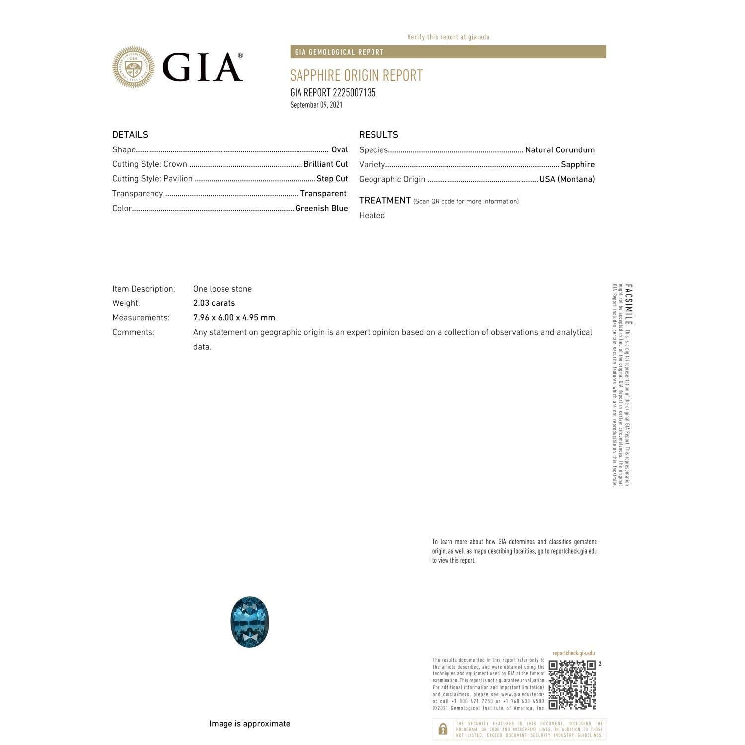 En vente :  ANGARA Bague en platine avec saphir sarcelle naturel certifié par le GIA et halo 3