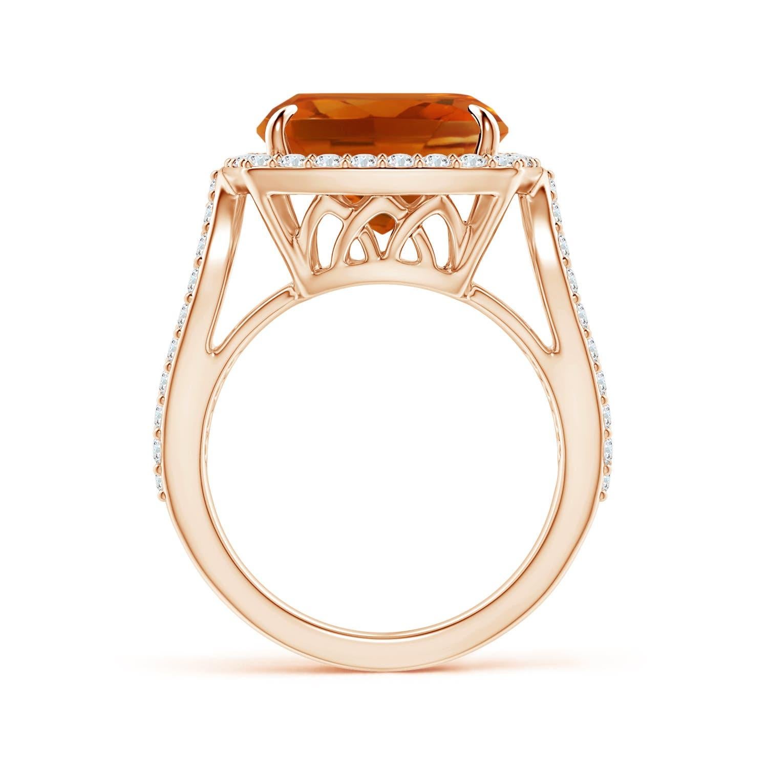 For Sale:  ANGARA GIA Certified Natural Vintage Style Citrine Split Shank Ring in Rose Gold 2