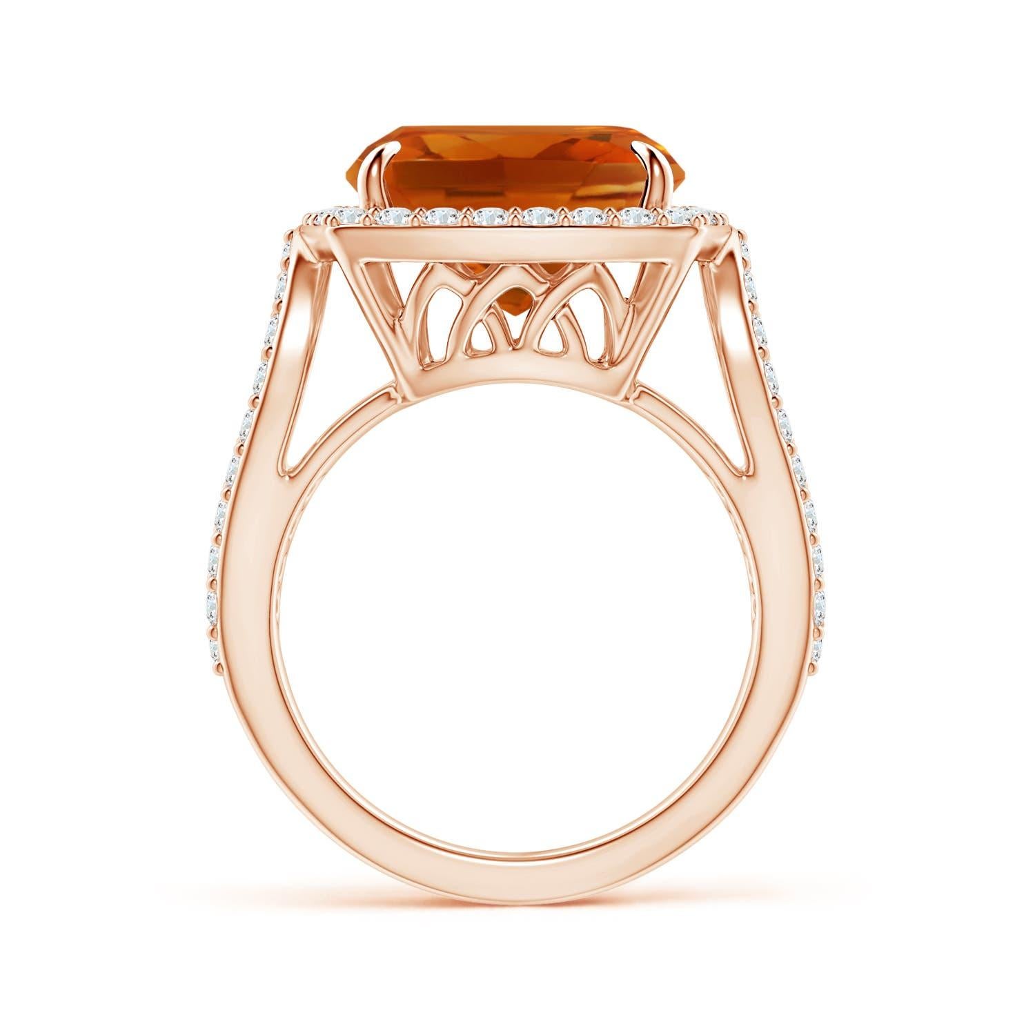 Im Angebot: GIA-zertifizierter natürlicher Citrin-Ring im Vintage-Stil aus Roségold mit geteiltem Schaft () 2