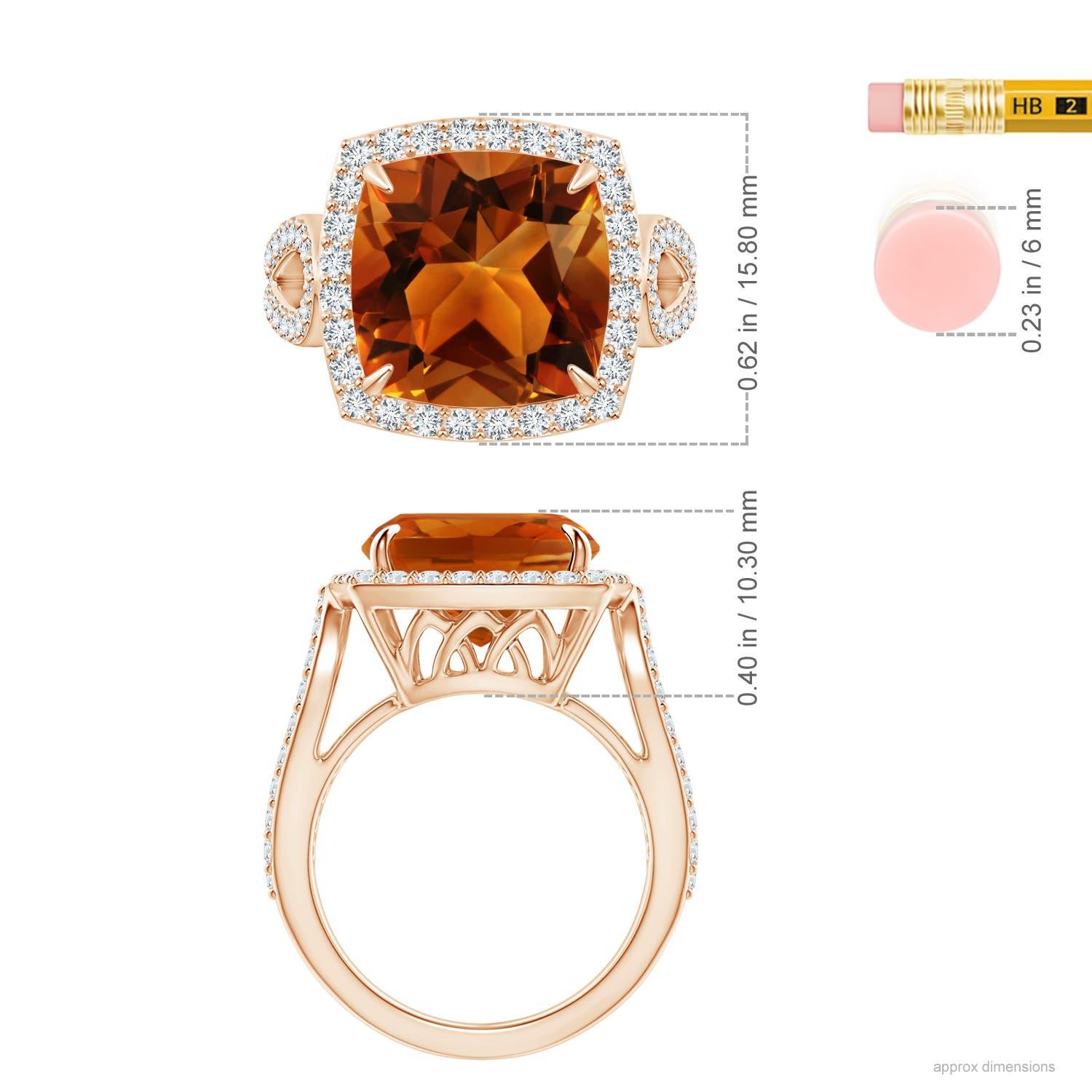 Im Angebot: ANGARA GIA zertifizierter natürlicher Citrin-Ring im Vintage-Stil mit geteiltem Schaft aus Roségold () 4