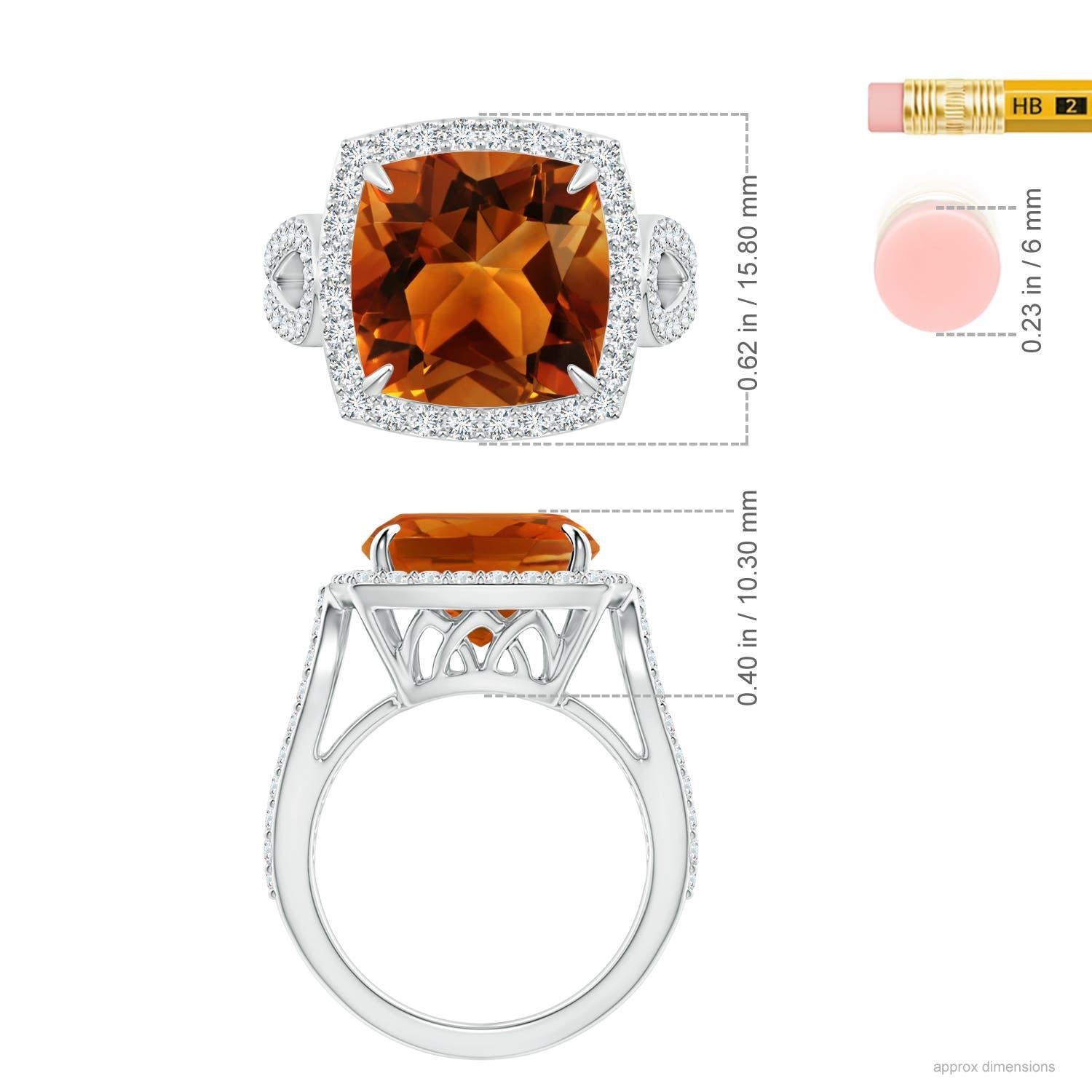 For Sale:  ANGARA GIA Certified Natural Vintage Style Cushion Citrine Ring in White Gold 4