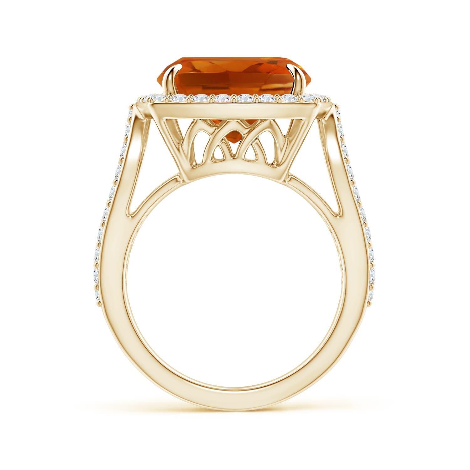 For Sale:  ANGARA GIA Certified Natural Vintage Style Cushion Citrine Ring in Yellow Gold 2