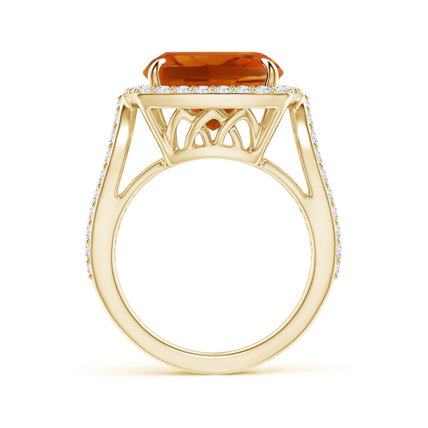 For Sale:  GIA Certified Natural Vintage Style Cushion Citrine Ring in Yellow Gold 2