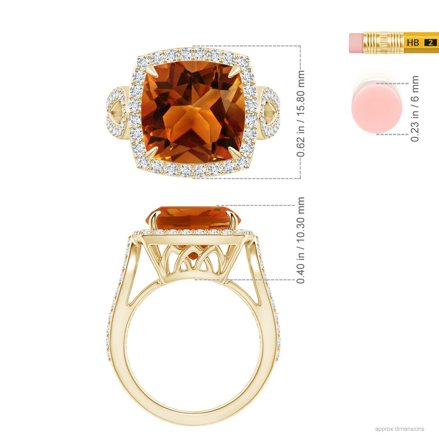 For Sale:  GIA Certified Natural Vintage Style Cushion Citrine Ring in Yellow Gold 4