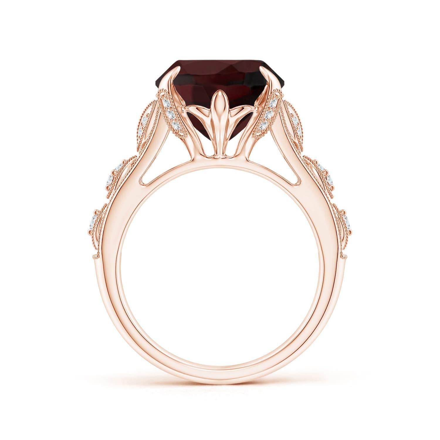 For Sale:  Angara GIA Certified Natural Vintage Style Garnet Fleur De Lis Ring in Rose Gold 2