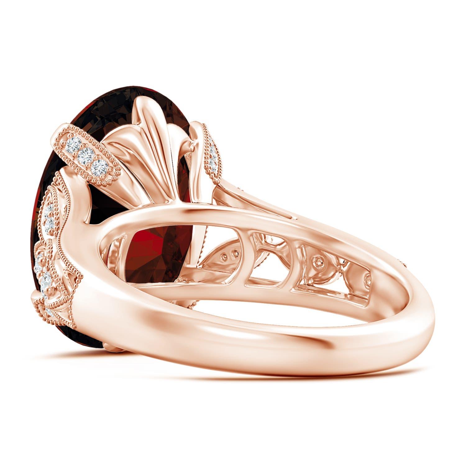 For Sale:  Angara GIA Certified Natural Vintage Style Garnet Fleur De Lis Ring in Rose Gold 4