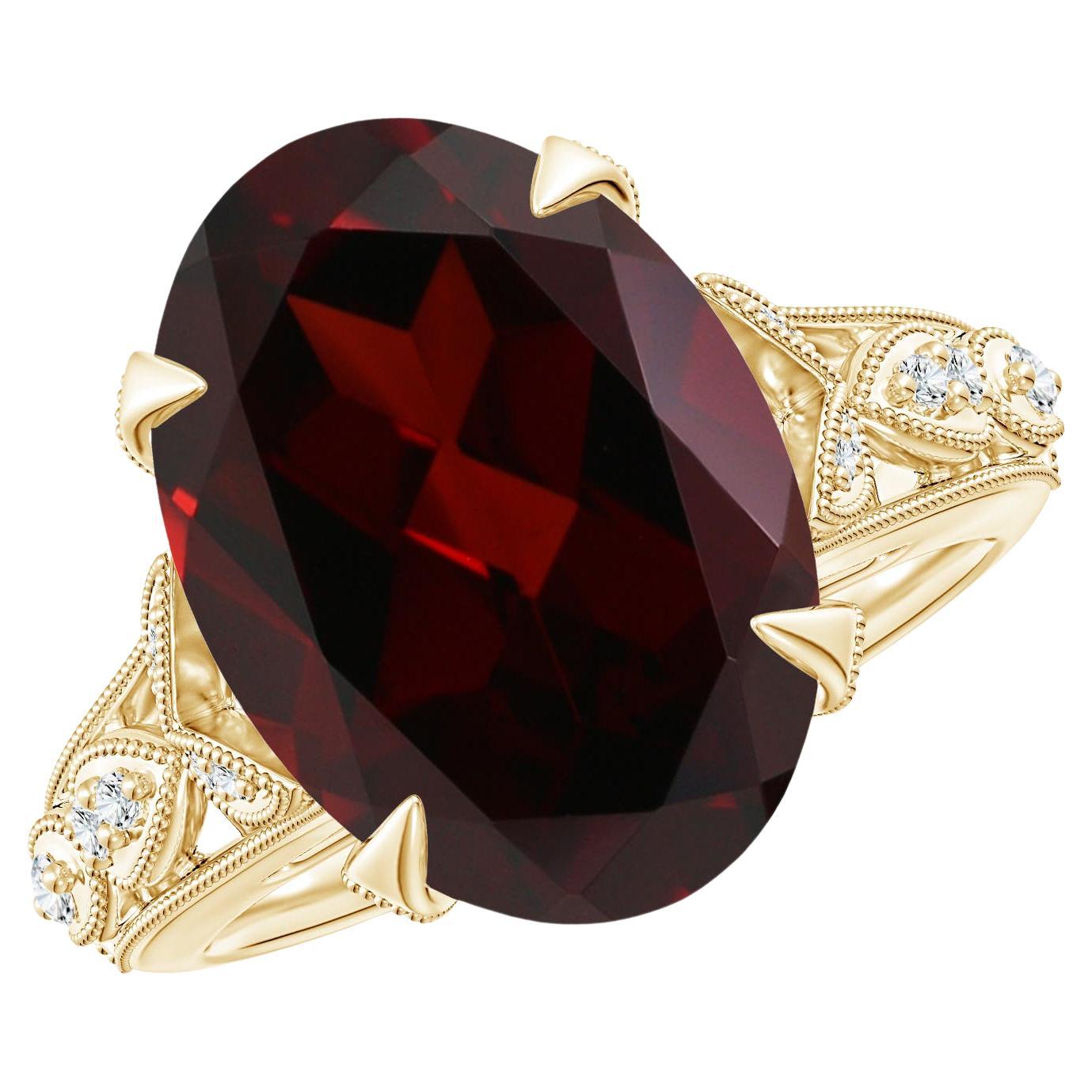 For Sale:  GIA Certified Natural Vintage Style Garnet Fleur De Lis Yellow Gold Ring