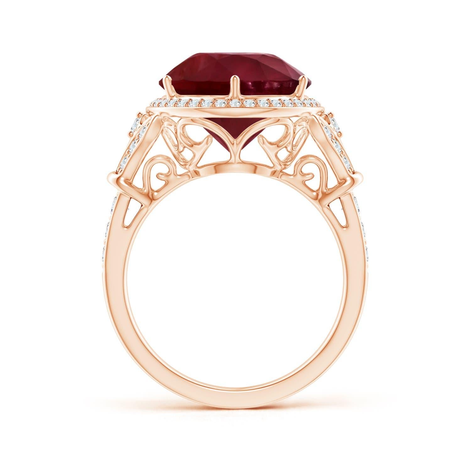 GIA Certified Natural Vintage Style Round Ruby Cocktail Ring in Rose Gold 2