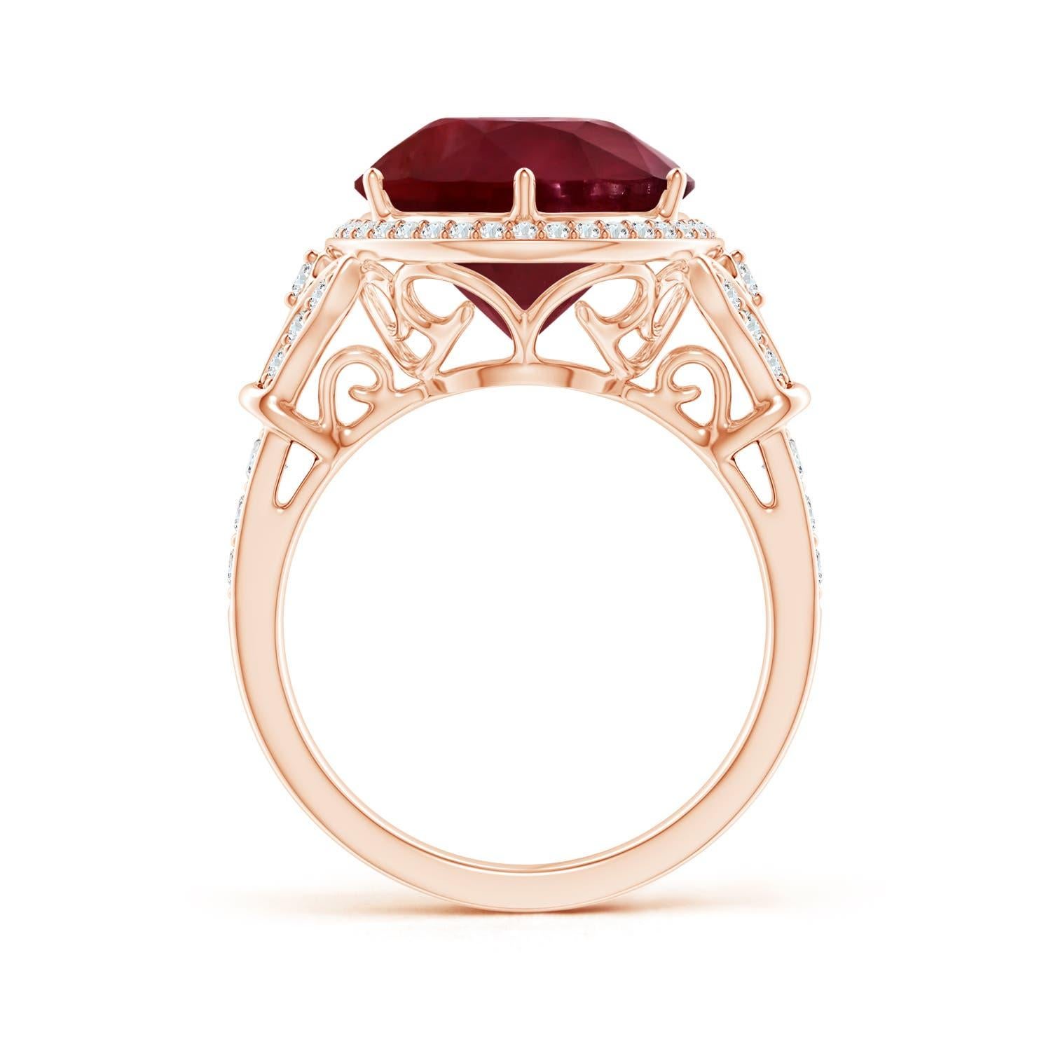 For Sale:  GIA Certified Natural Vintage Style Round Ruby Cocktail Ring in Rose Gold 2